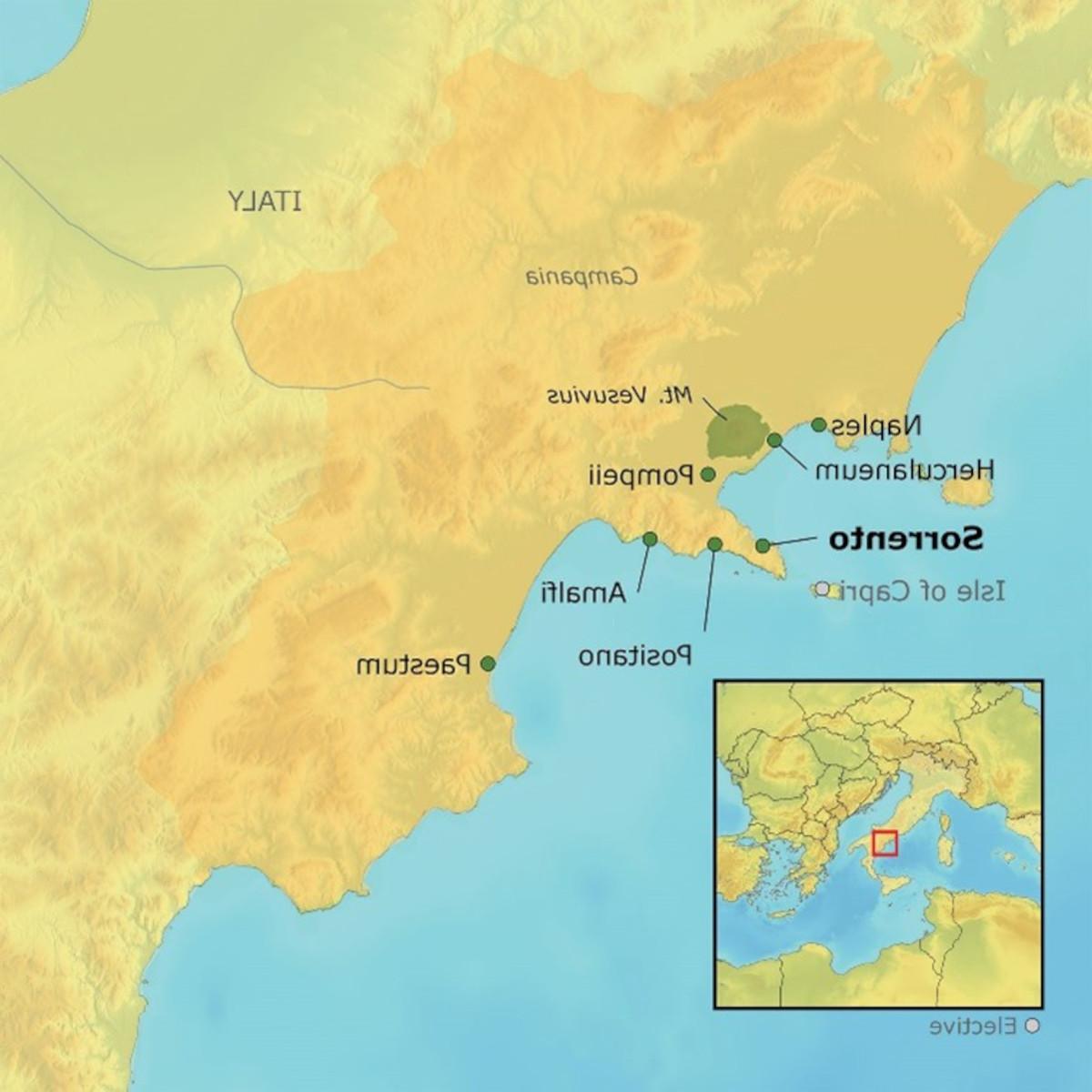 Map of Amalfi tour destinations
